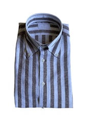 Wide Striped Linen/Cotton Shirt - Button Down - Brown/White