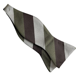 Regimental Rep Silk Bow Tie - Green/Brown/Light Beige