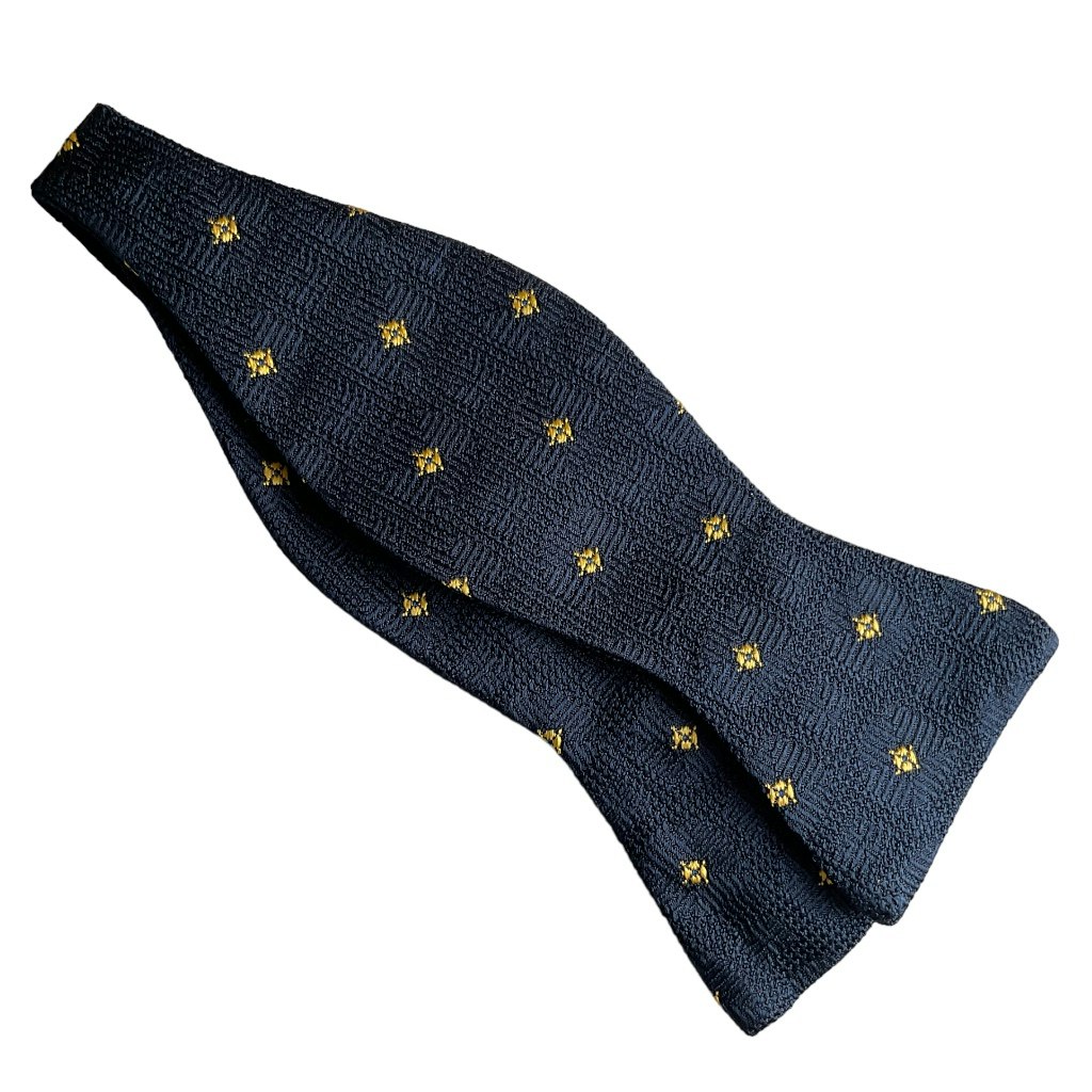Floral Grenadine Bow Tie - Navy Blue/Yellow