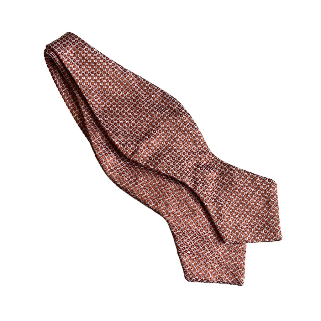 Micro Silk Bow Tie - Orange/White