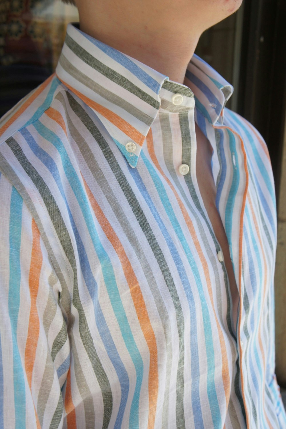 Striped Linen/Cotton Shirt - Button Down - Multi color