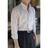 Wide Striped Linen/Cotton Shirt - Button Down - Light Beige/White