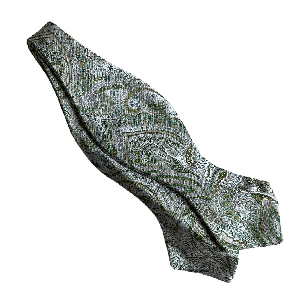 Paisley Silk Bow Tie - Green/White
