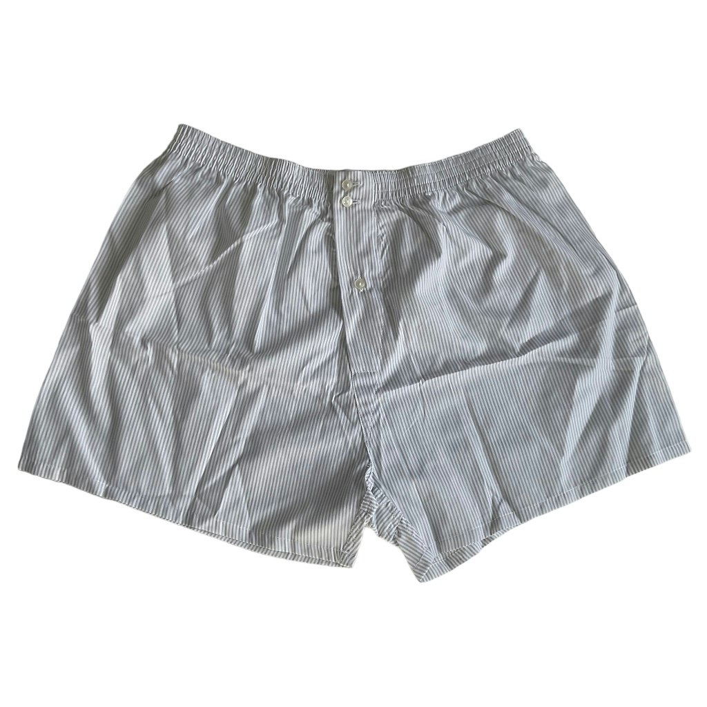 Striped Cotton Boxers - Grey/White