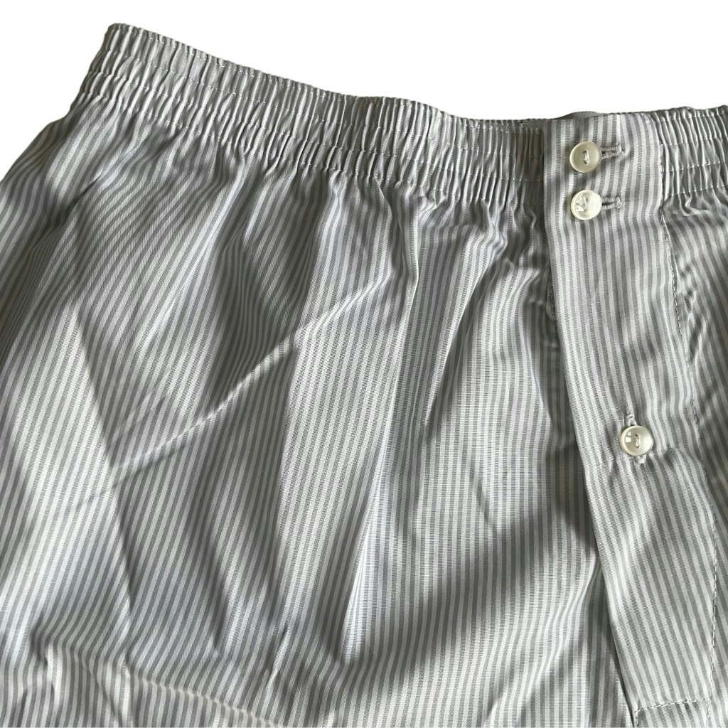 Striped Cotton Boxers - Grey/White