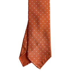 Polka Dot Printed Silk Tie - Untipped - Orange/White