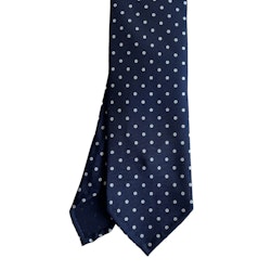 Polka Dot Printed Silk Tie - Untipped - Navy Blue/White