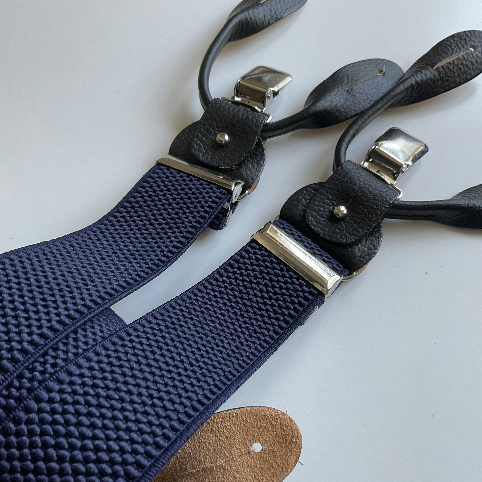 Solid Textured Suspenders Stretch - Navy Blue