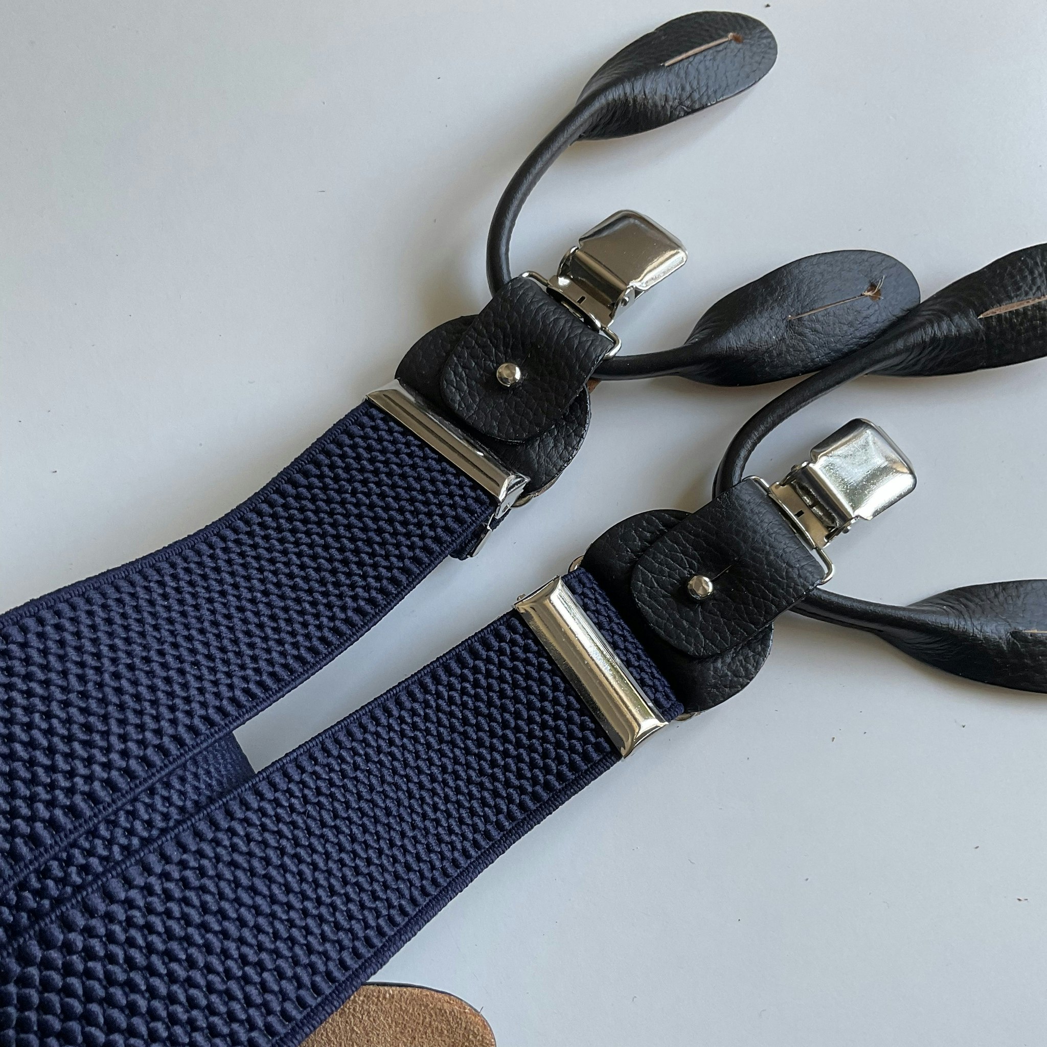 Solid Textured Suspenders Stretch - Navy Blue