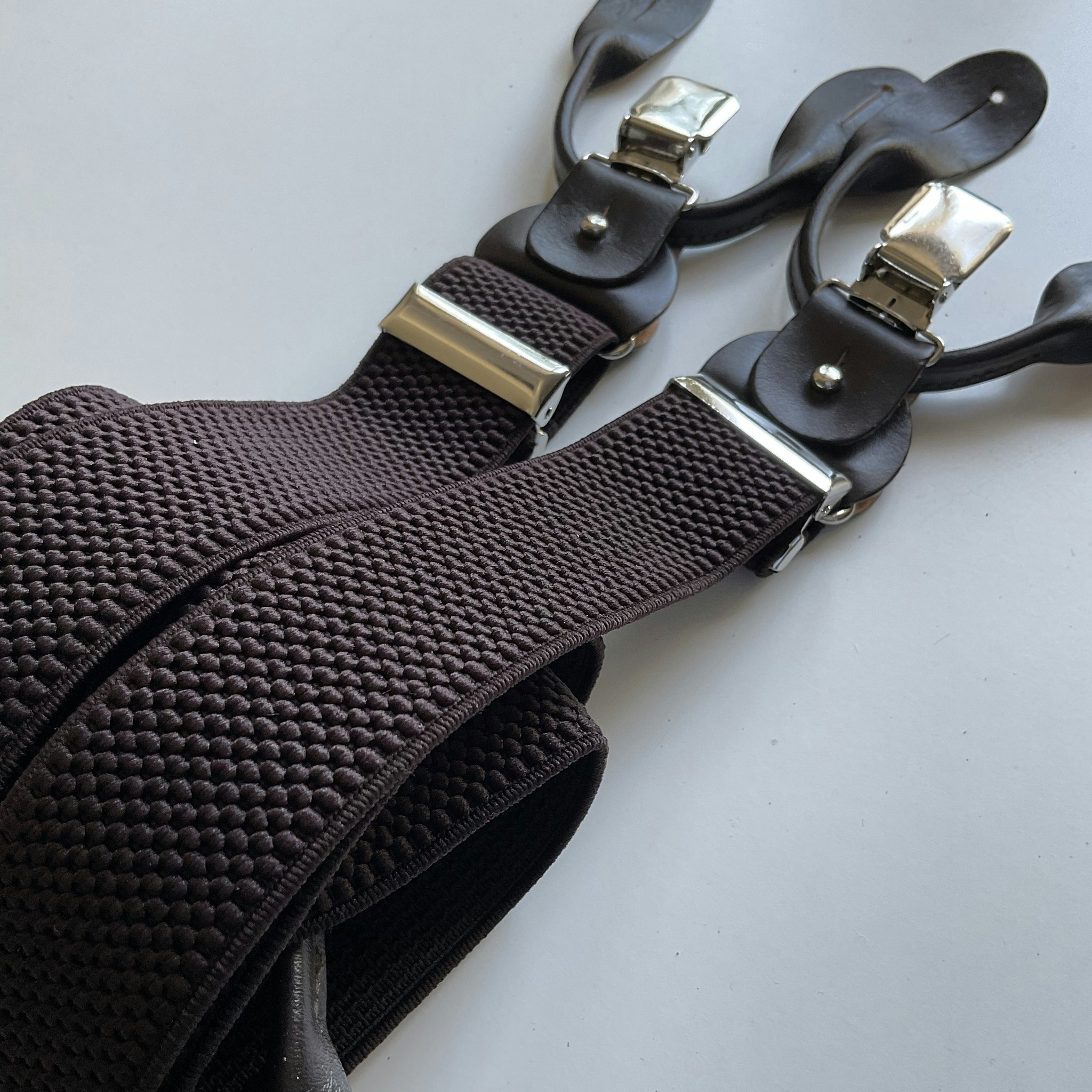 Solid Textured Suspenders Stretch - Dark Brown