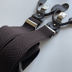 Solid Textured Suspenders Stretch - Dark Brown
