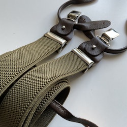 Solid Textured Suspenders Stretch - Olive Green