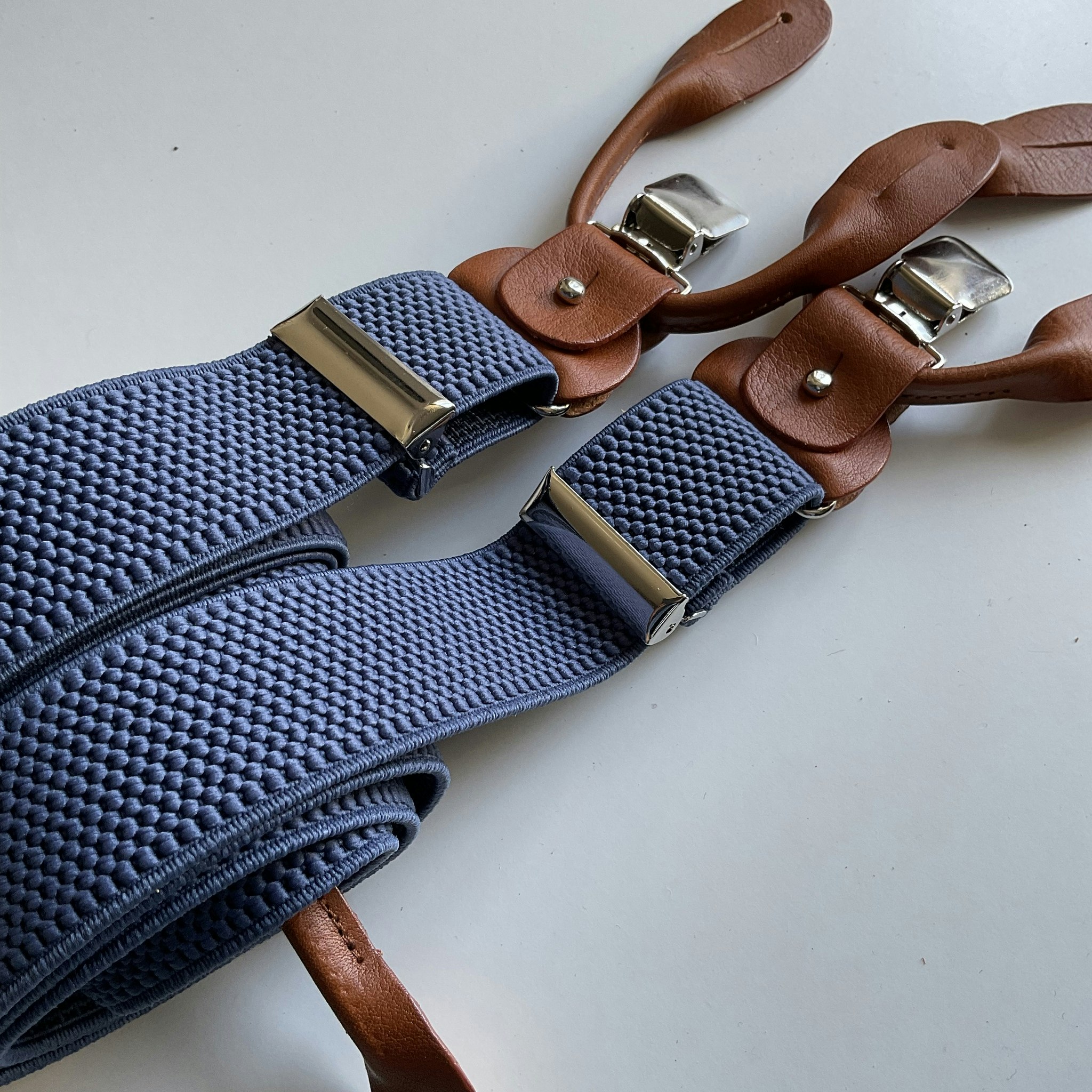Solid Textured Suspenders Stretch - Light Navy Blue
