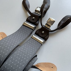 Pindot Suspenders Stretch - Grey/White