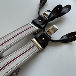 Regimental Suspenders Stretch - Beige/White/Burgundy