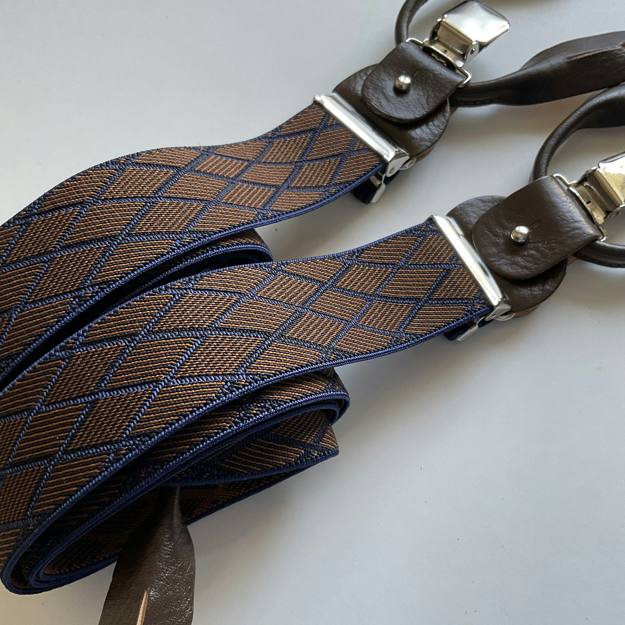 Diamond Suspenders Stretch - Navy Blue/Bronze