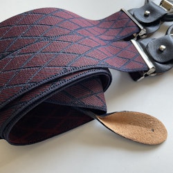 Diamond Suspenders Stretch - Navy Blue/Burgundy