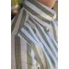 Wide Striped Linen/Cotton Shirt - Button Down - Olive Green/White