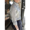 Wide Striped Linen/Cotton Shirt - Button Down - Olive Green/White