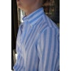 Wide Striped Linen/Cotton Shirt - Button Down - Light Blue/White