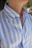 Wide Striped Linen/Cotton Shirt - Button Down - Light Blue/White