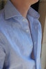 Thin Stripe Linen/Cotton Shirt - Cutaway - Light Blue/White