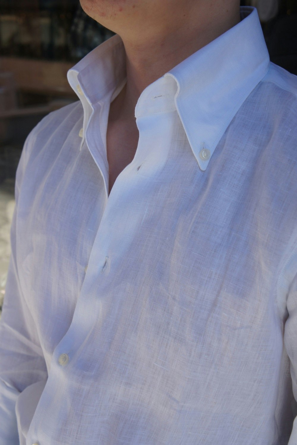 Solid Linen Shirt - Button Down - White