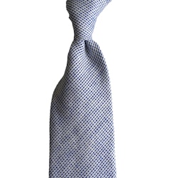 Micro Linen/Wool/Cashmere tie - Untipped - White/Navy Blue