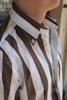 Wide Striped Poplin Shirt - Button Down - Brown/White
