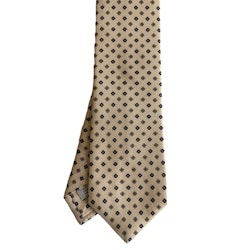 Floral Printed Silk Tie - Champagne/Brown/Light Blue