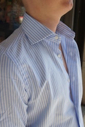 Thin Striped Oxford Shirt - Cutaway - Light Blue/White