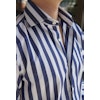 Wide Striped Poplin Shirt - Cutaway - Navy Blue/White