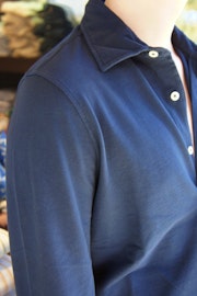 Pikéskjorta med lång ärm - Marinblå