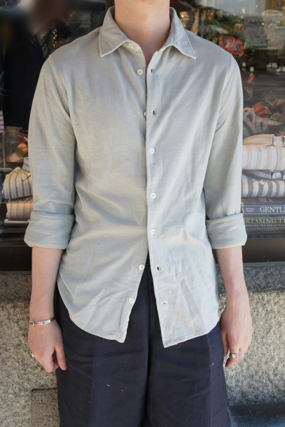 Long sleeve Piké Shirt - Cutaway - Grey/Beige