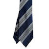 Striped Silk Grenadine Tie - Untipped - Mid Navy Blue/White/Yellow