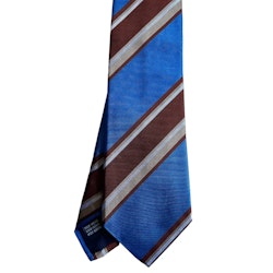 Regimental Silk Tie - Cobolt Blue/Rust Brown/Beige
