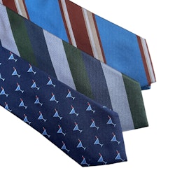 Regimental Silk Tie - Cobolt Blue/Rust Brown/Beige