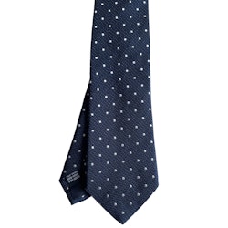 Polka Dot Textured Silk Tie - Navy Blue/White