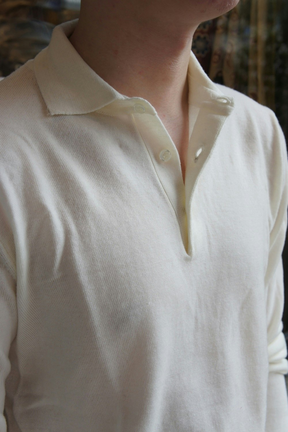 Long Sleeve Polo Merino - Cream