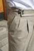 Solid High Waist Flannel Trousers - Taupe