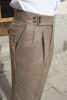 Solid High Waist Wool Tweed Trousers - Light Brown (Only size 56 left!)