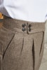 Solid High Waist Wool Tweed Trousers - Light Brown (Only size 56 left!)
