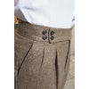 Solid High Waist Wool Tweed Trousers - Light Brown