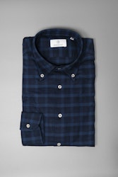 Rutig Flanellskjorta - Button Down - Marinblå/Mellanblå