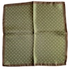 Polka Dot/Floral Silk Pocket Square - Olive Green/White/Brown
