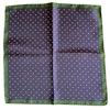 Polka Dot/Floral Silk Pocket Square - Navy Blue/White/Green