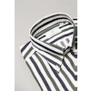 Striped Twill Shirt - Button Down - White/Navy Blue/Olive Green