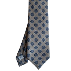 Medallion Printed Wool Tie - Beige/Navy Blue