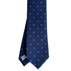 Floral Printed Wool Tie - Navy Blue/Burgundy/Light Blue