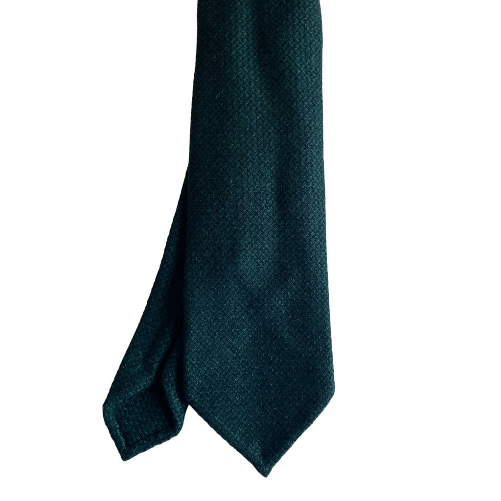 Textured Cashmere Tie - Untipped - Dark Green